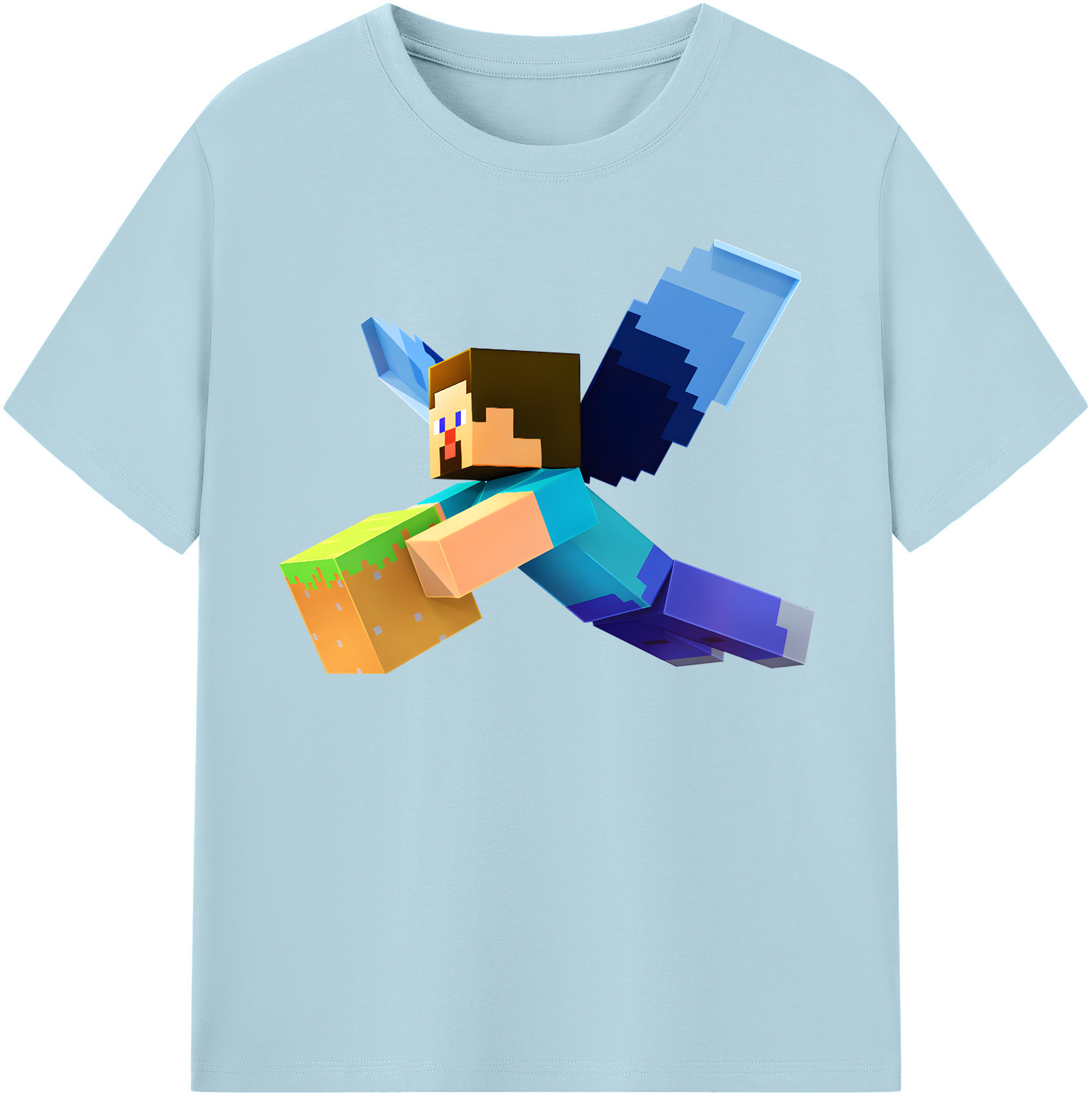 （画像用） マインクラフト ブロックの世界 Minecraft MC Block world 綿100％半袖Tシャツ（フロントプリント）
